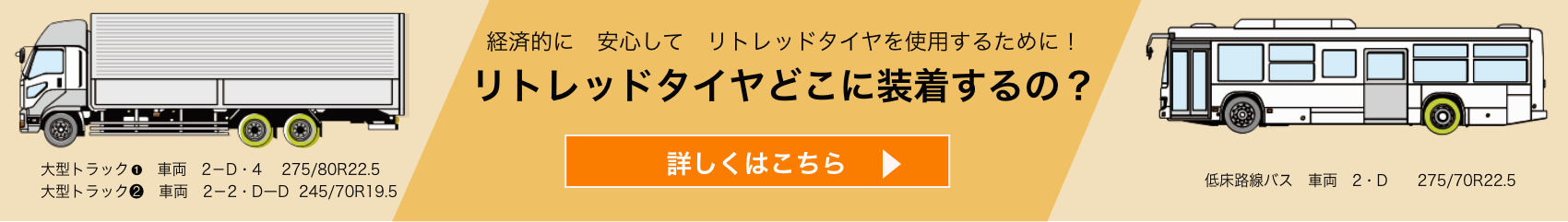 リトレッドタイヤどこに装着するの？